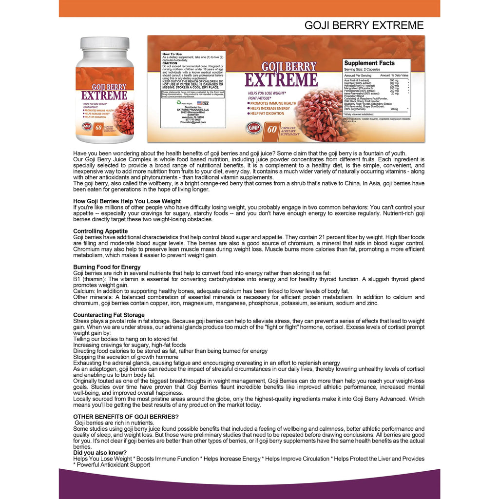 Goji Berry Extreme Fruit Complex (60 Capsules)