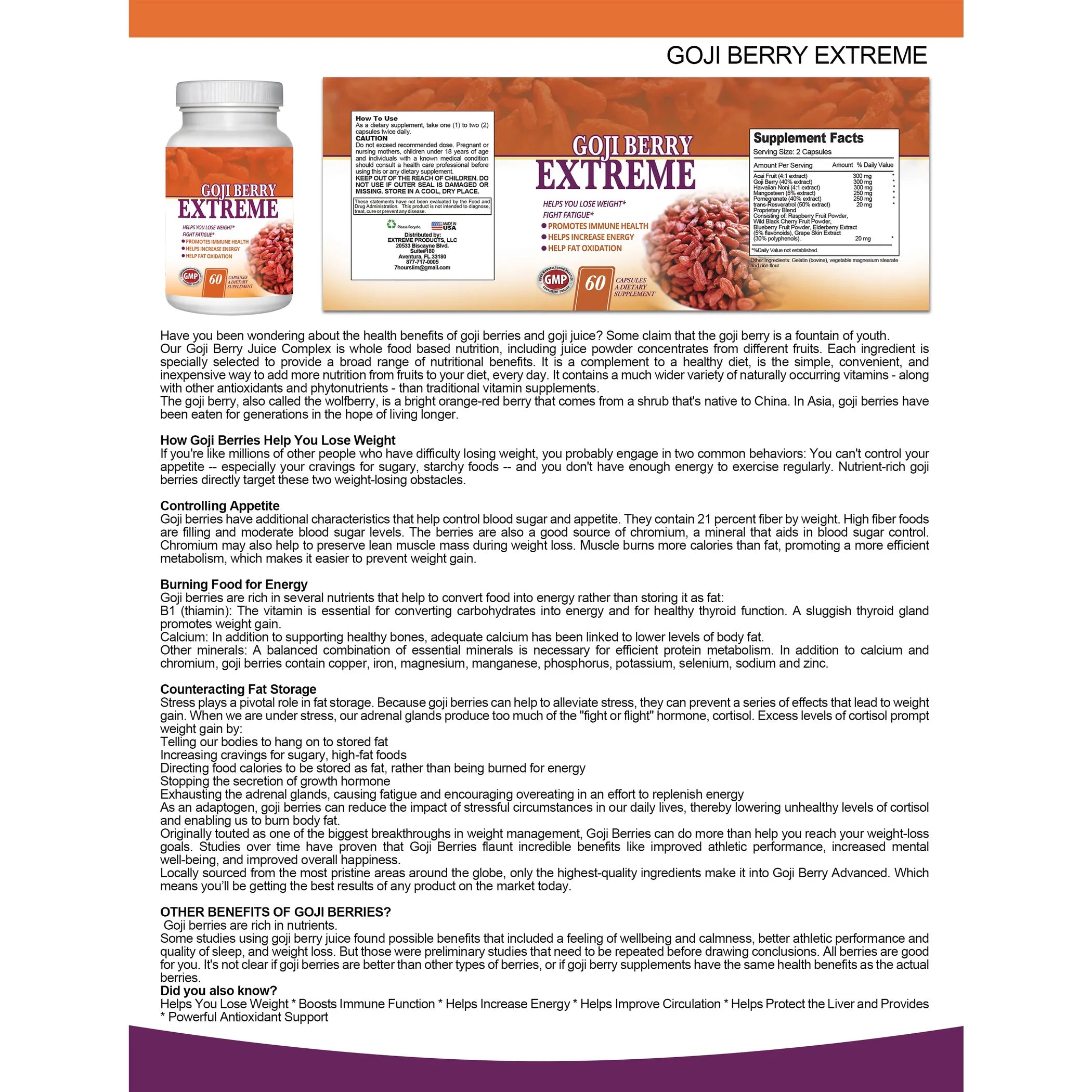 Goji Berry Extreme Fruit Complex (60 Capsules)