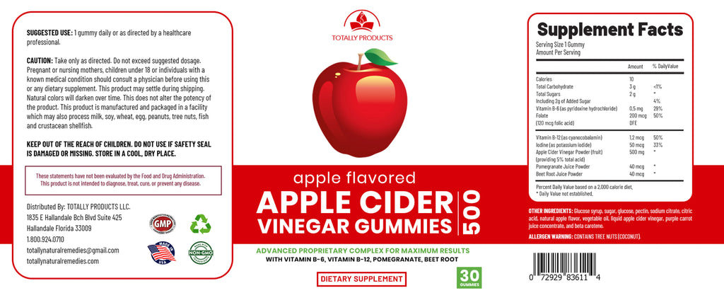 Apple Cider Vinegar Gummies with Pomegranate, Beet Root And Vitamin B6 (3 bottles)