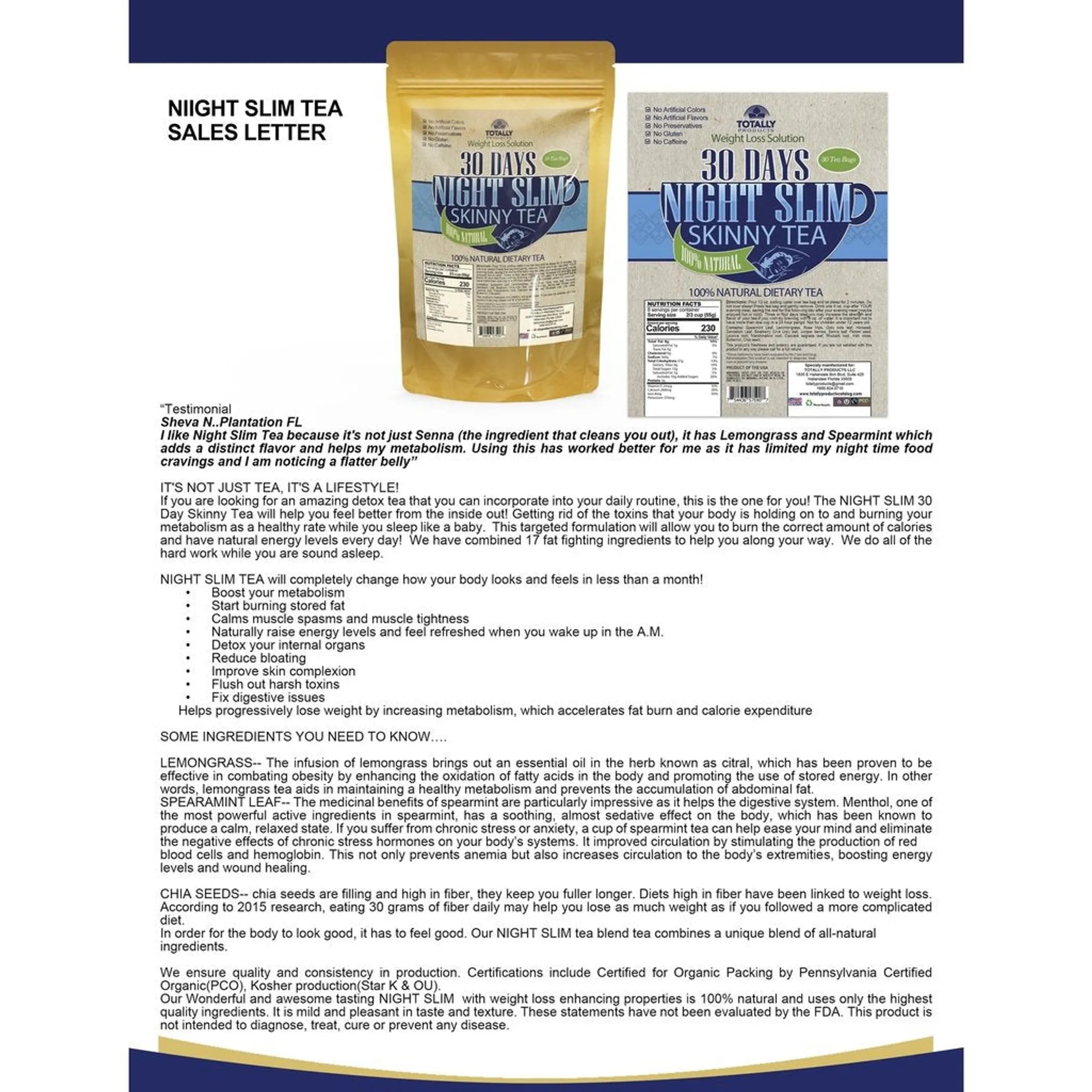 Night Slim Skinny Tea and Appetite Control Combo Pack