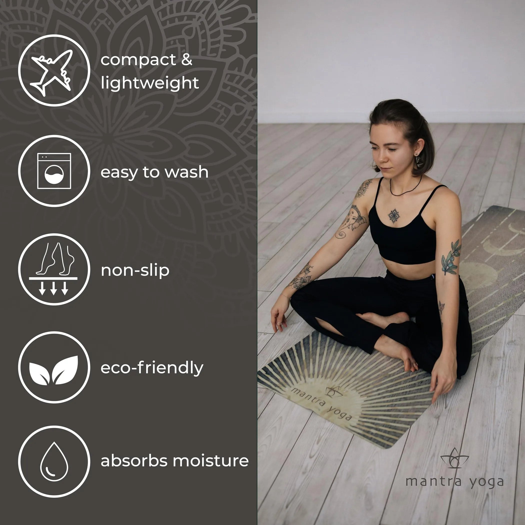 1.5mm Foldable Fitness & Exercise Mat with Bag Lightweight Compact & Eco Friendly Non Slip & Washable For All Types of Yoga 72  L x 24  W 2.6 lbs