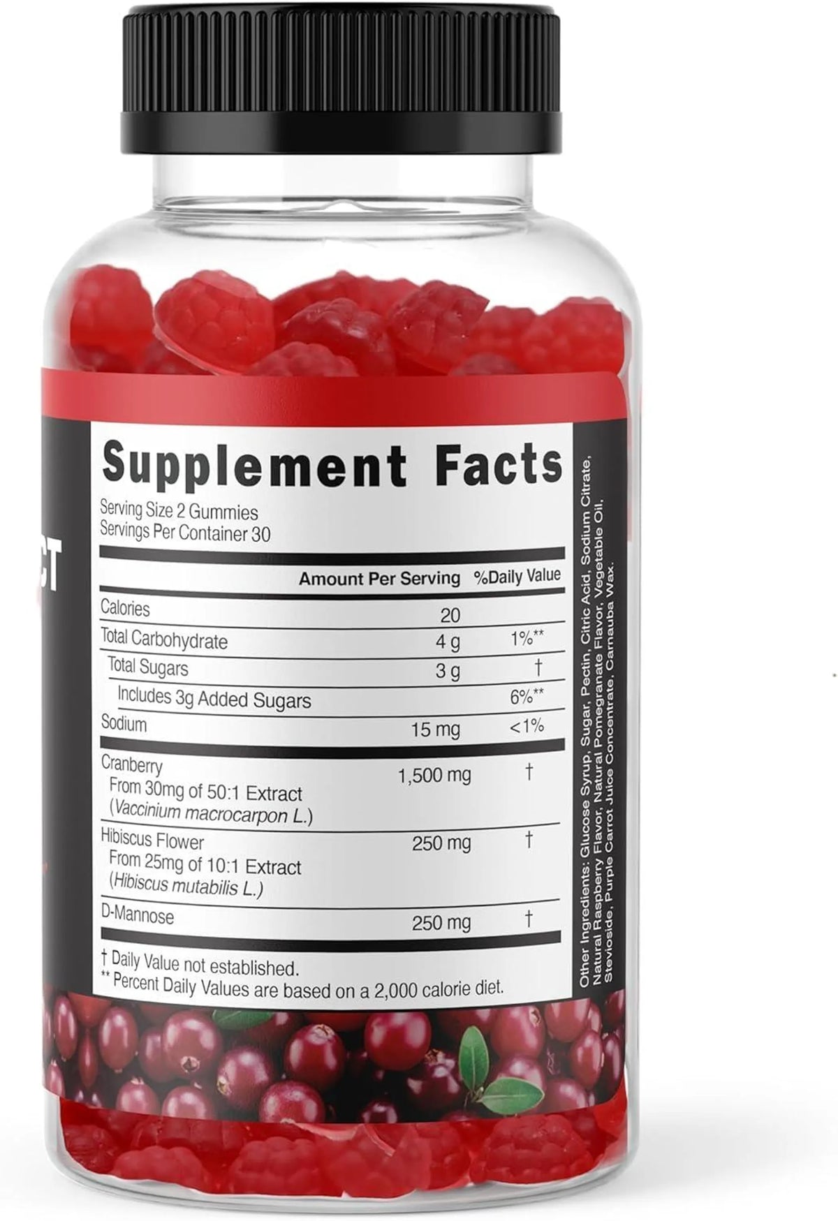Potent Cranberry Gummies 1500mg with D Mannose Urinary Tract Health for Women & Men Urinary Flush & Bladder Fast Acting Support Supplements with Hibis