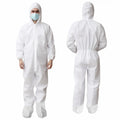 Medical Supply Disposable Coveralls for Men Women X Large Pack of 5 White Hazmat Suits Disposable with Hood Boots Elastic Cuffs Waterproof and Dense 6